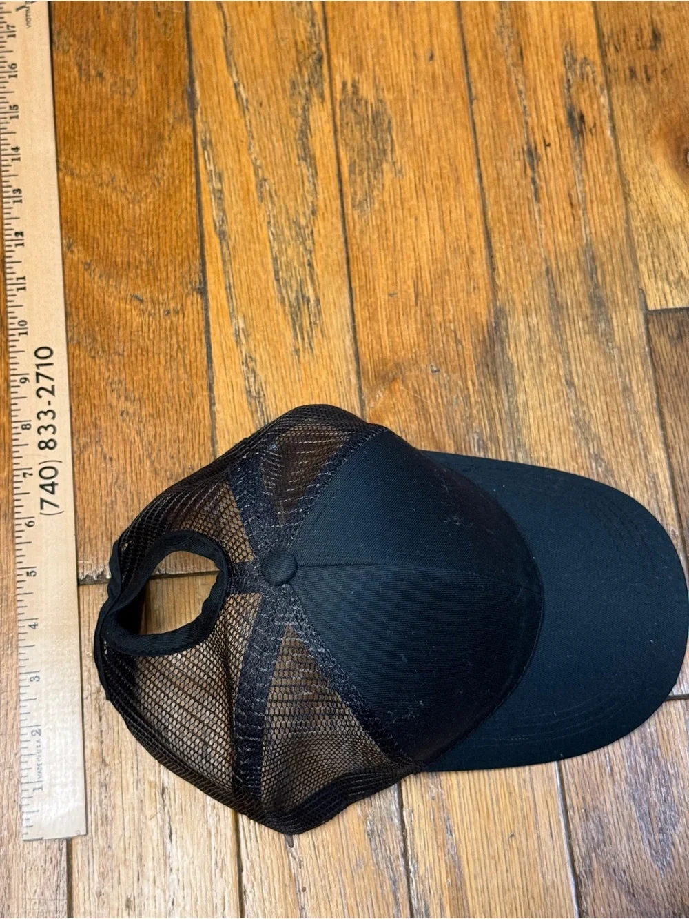 Black CC Mesh Trucker Cap with High Ponytail Hole
